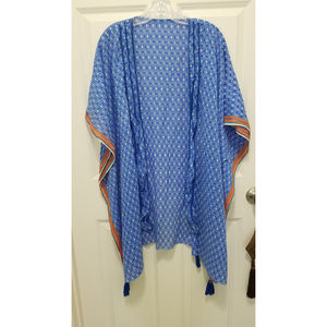 Soul Journey Scarves Women's Blue Tasseled Cover Ups 100% Cotton